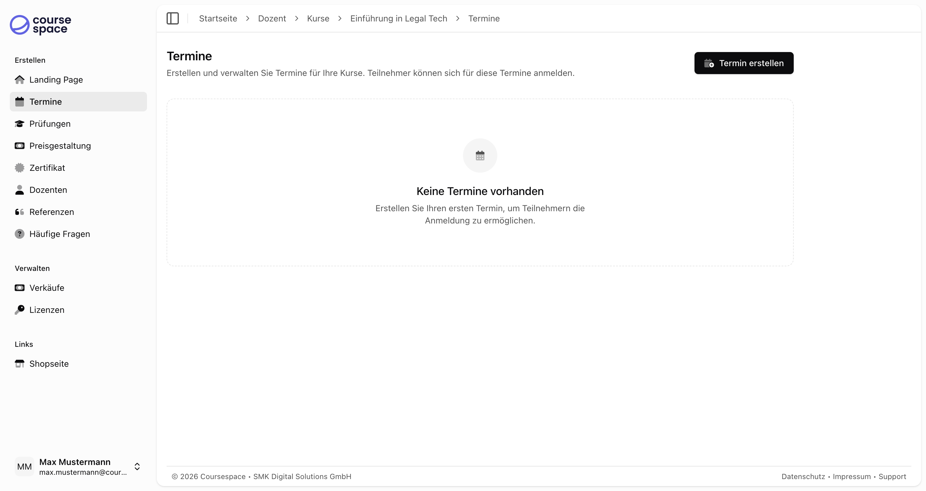 Termine-Übersicht ohne Termine