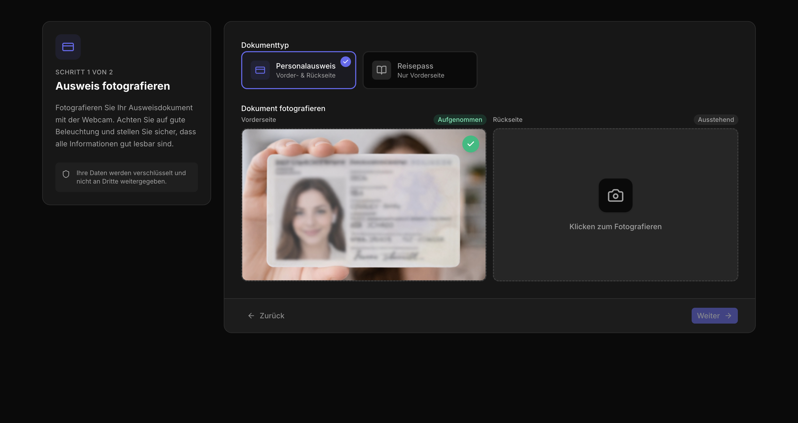 Vorderseite fotografieren