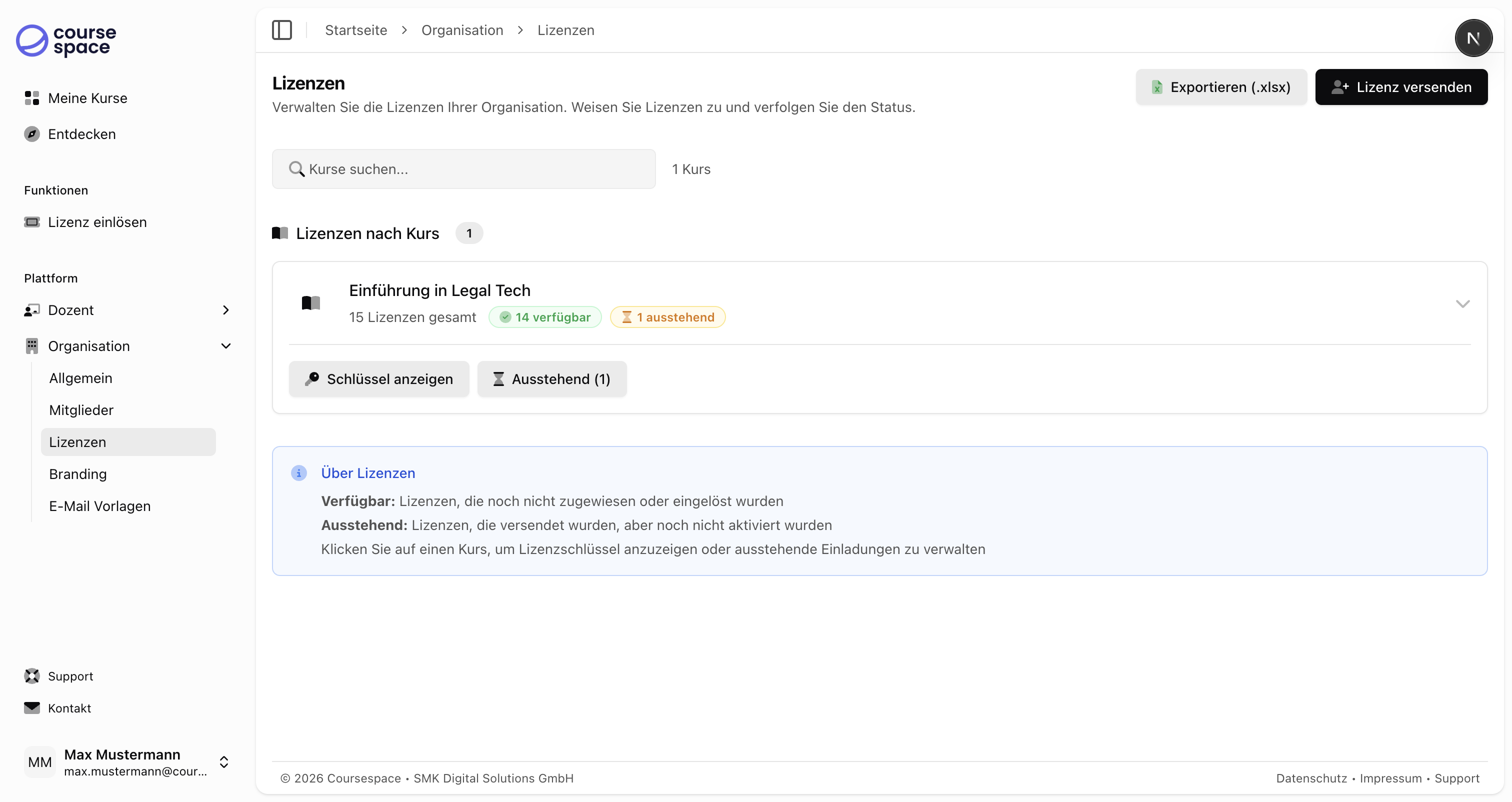Aufgeklappte Kurs-Details
