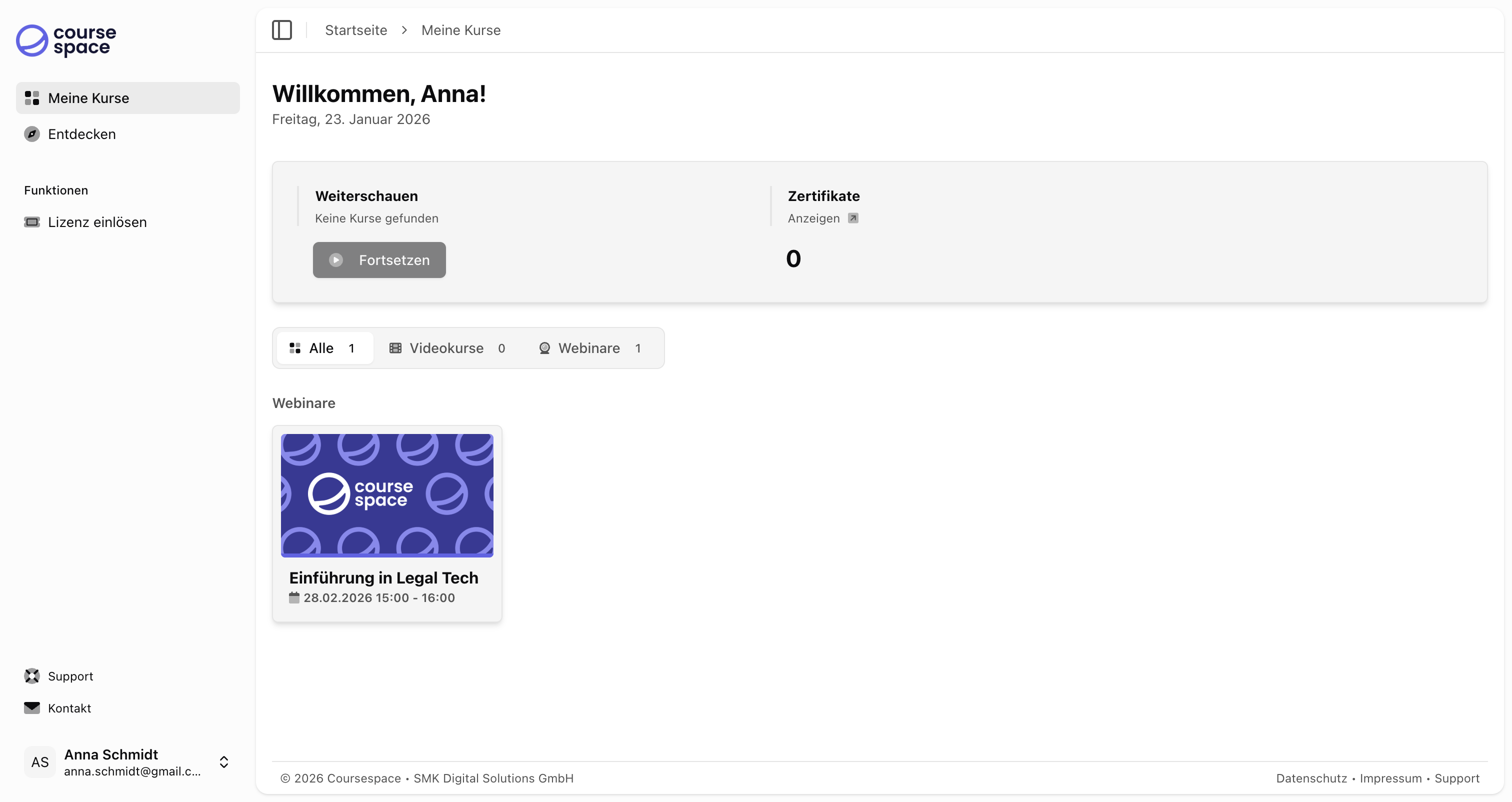 Meine Kurse Übersicht