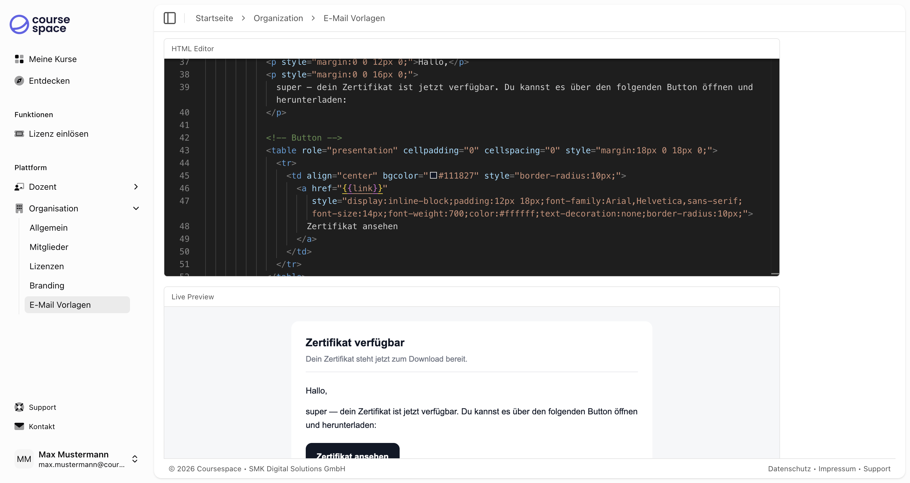 HTML Editor mit Live Preview