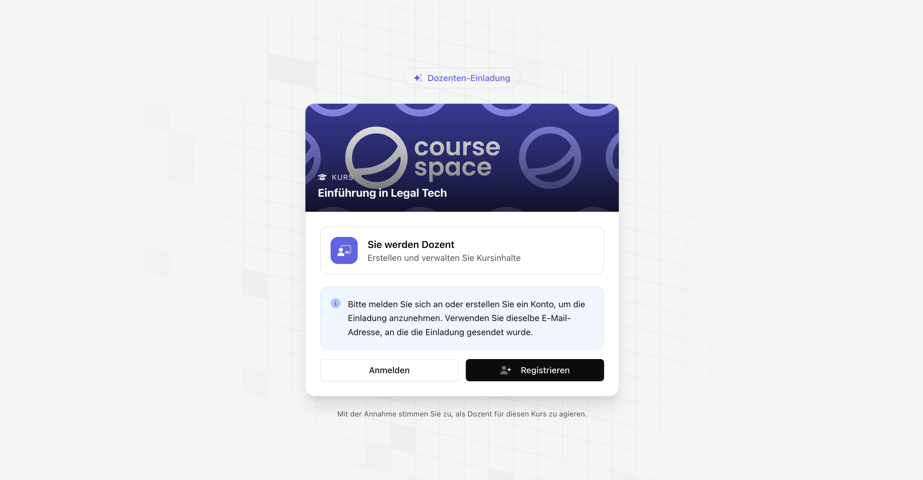 Einladung annehmen - nicht angemeldet
