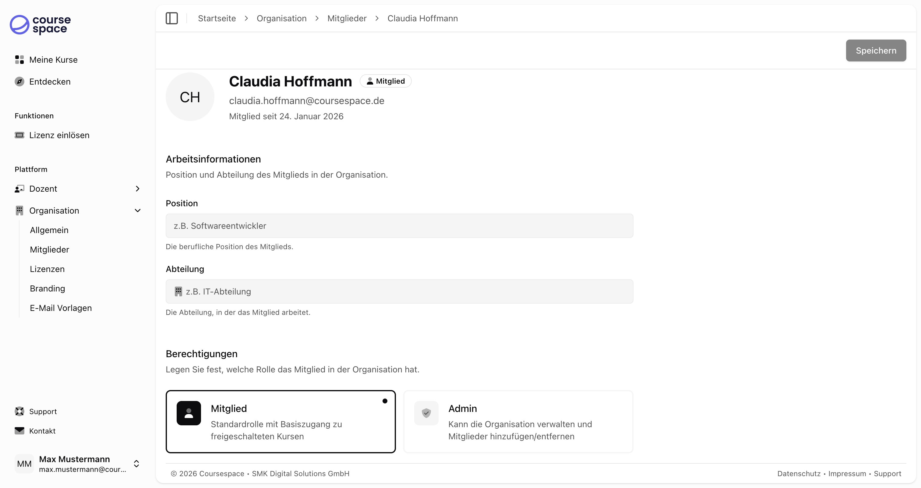 Mitglied bearbeiten - Rolle zuweisen