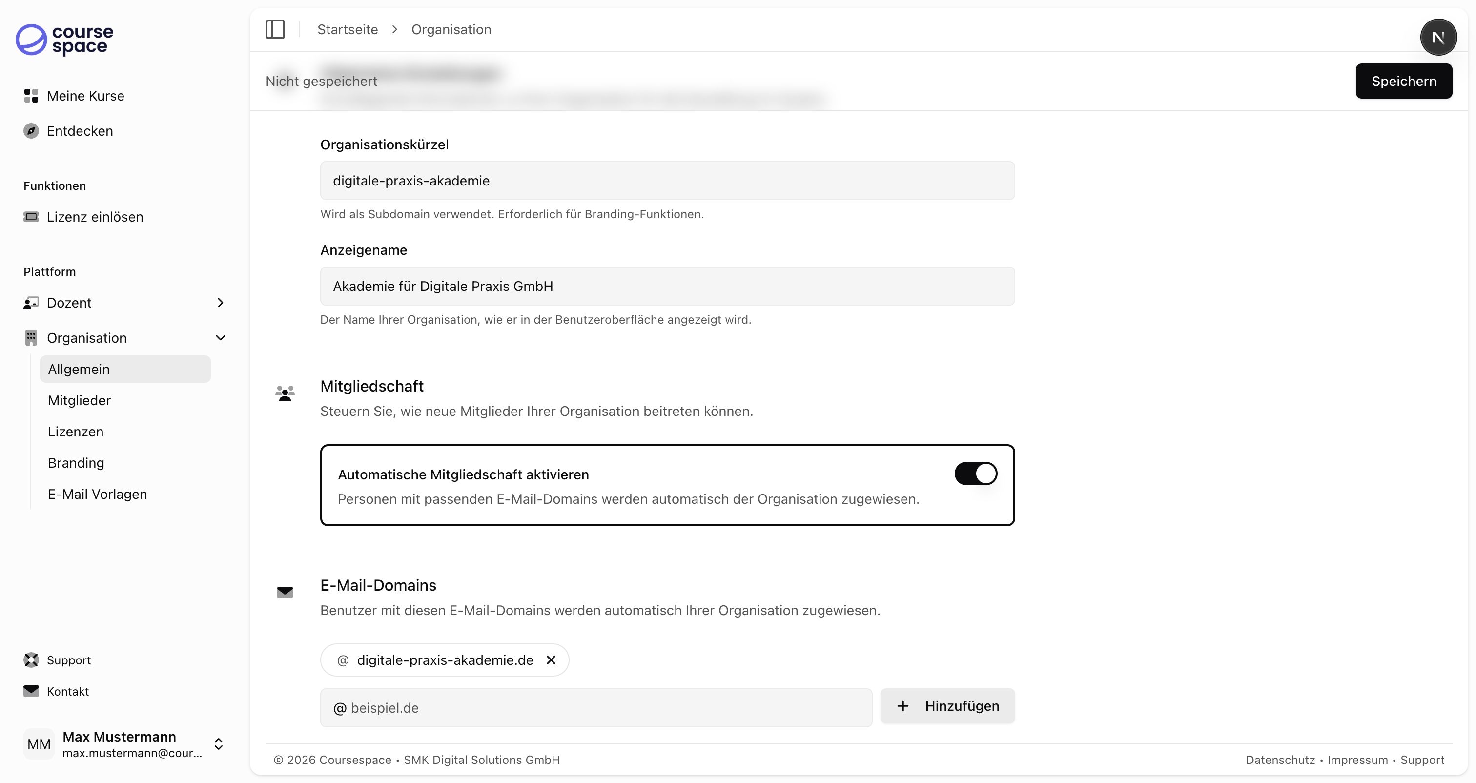 Mitgliedschaftseinstellungen