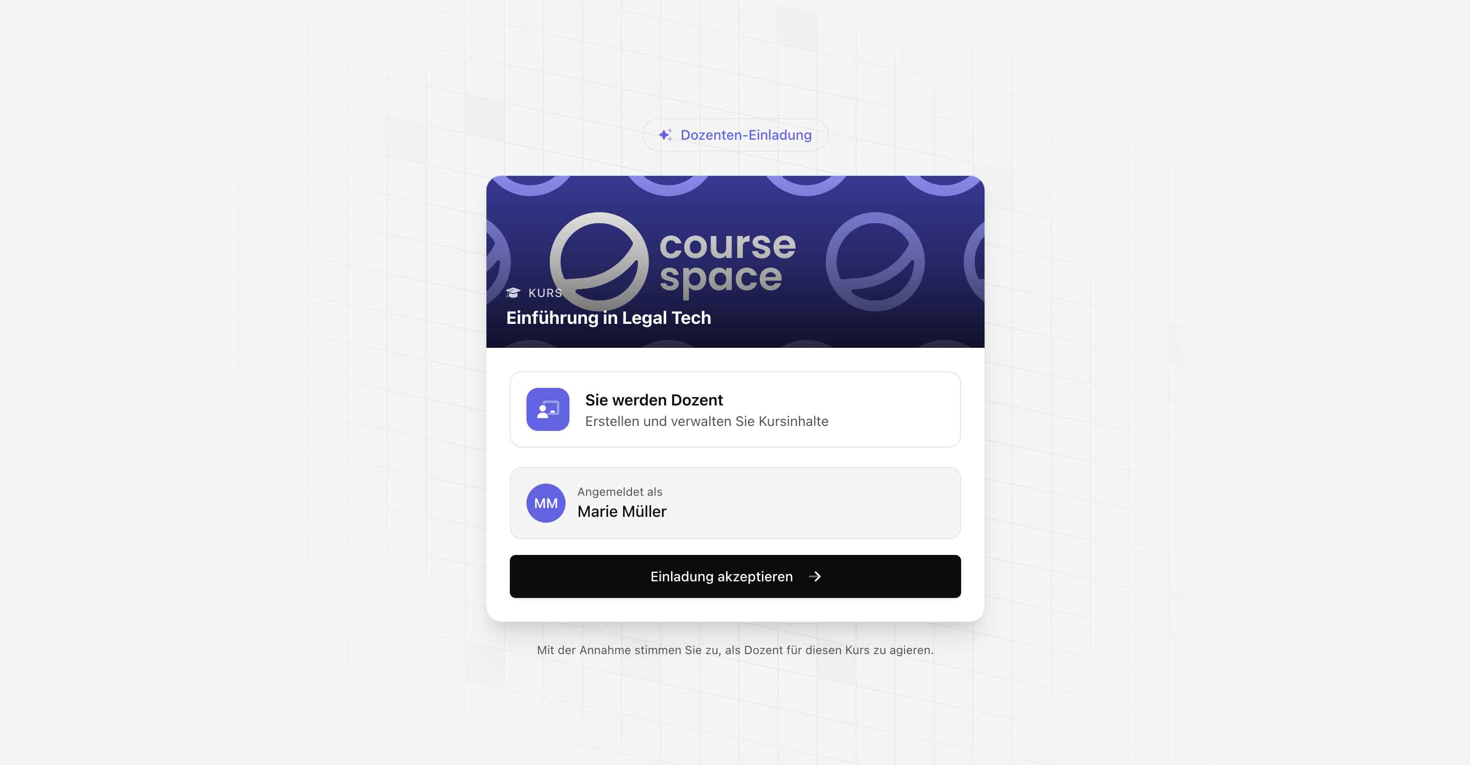 Einladung annehmen - angemeldet